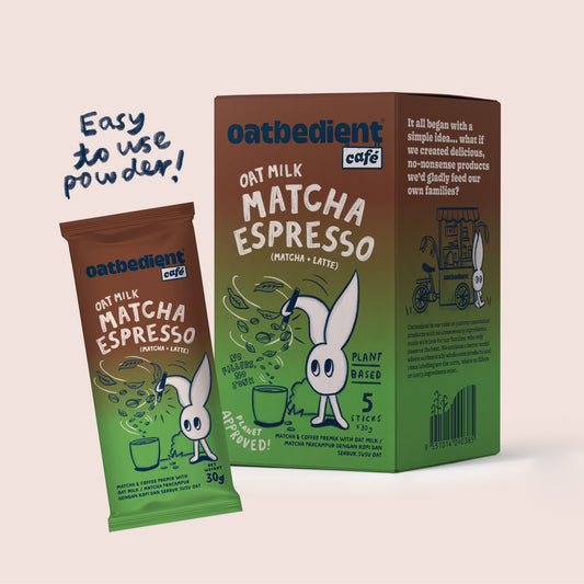 Oat Milk Matcha Espresso box and satchet