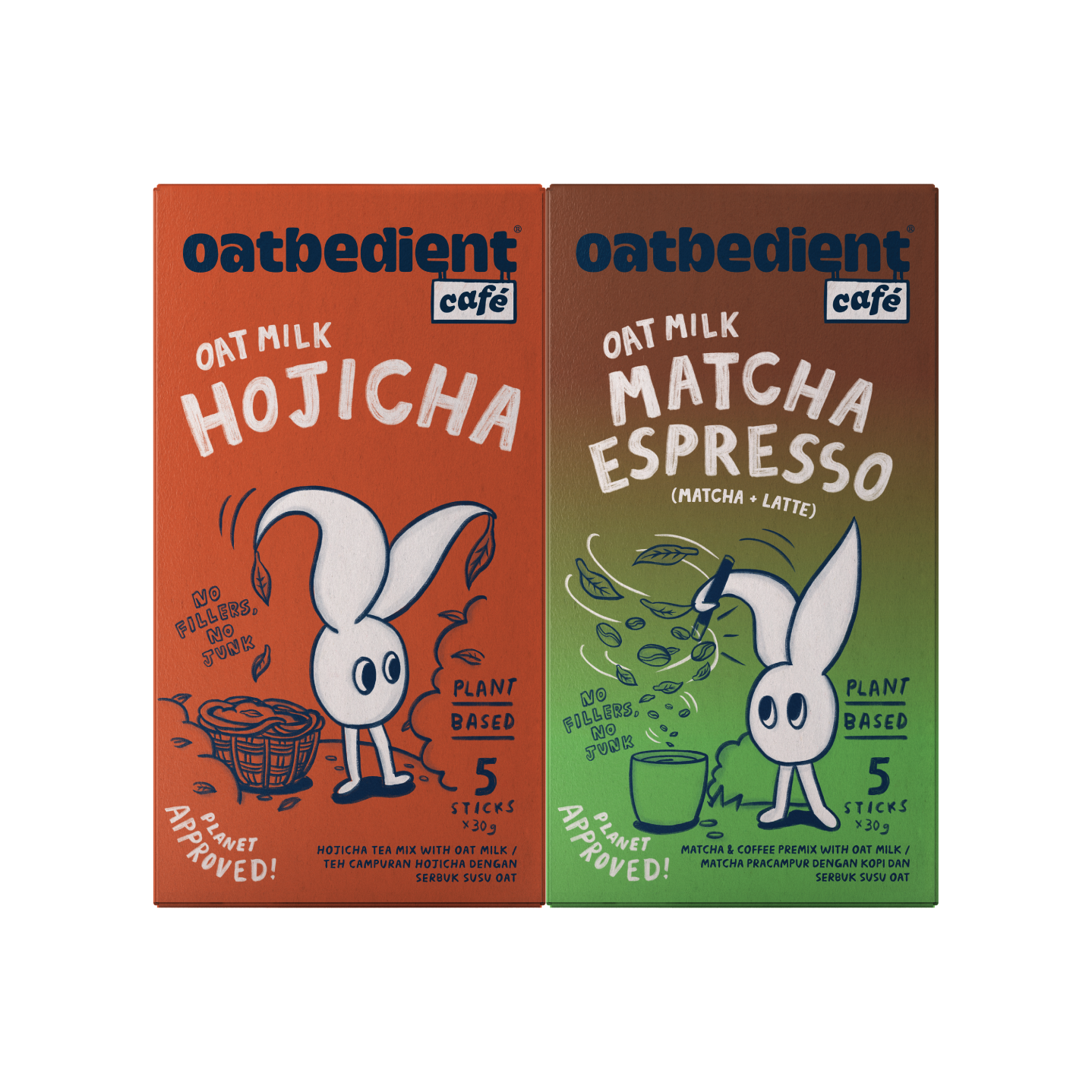 Oat Milk Hojicha and Oat Milk Matcha Espresso box front view