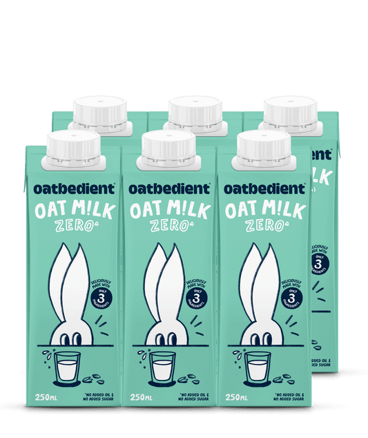 rows of oat milk zero cartons