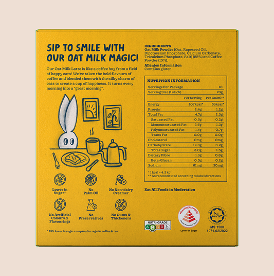 oat milk coffee drink box back view