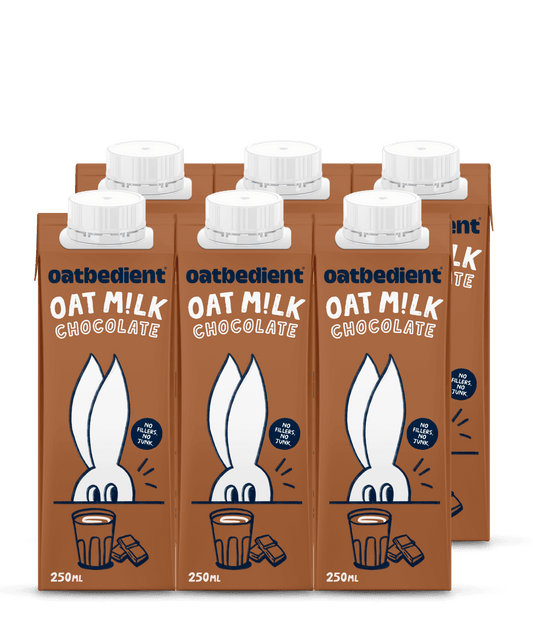 oat milk chocolate cartons in rows