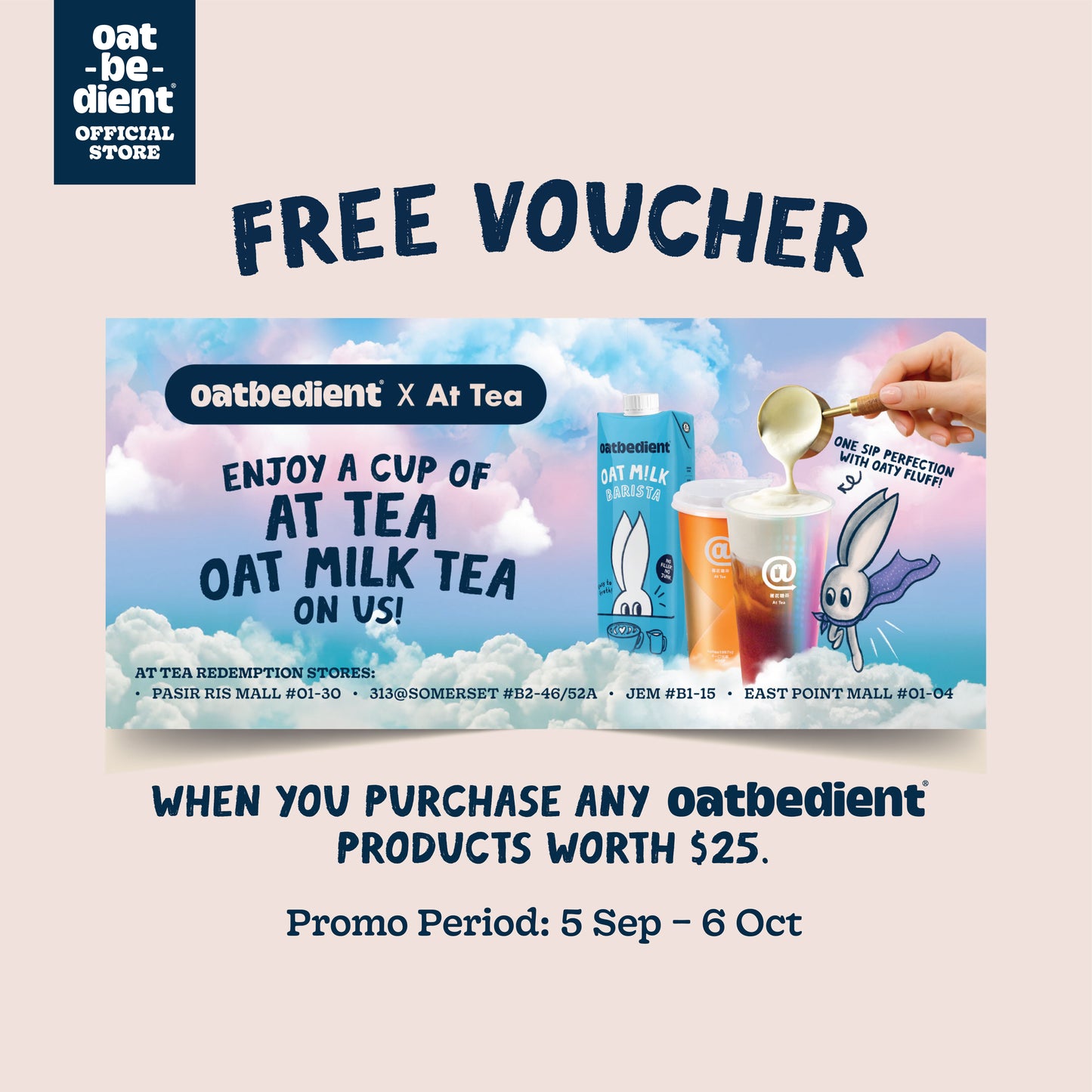 [Not For Sale] GWP - Oatbedient x At Tea Oat Milk Tea Voucher