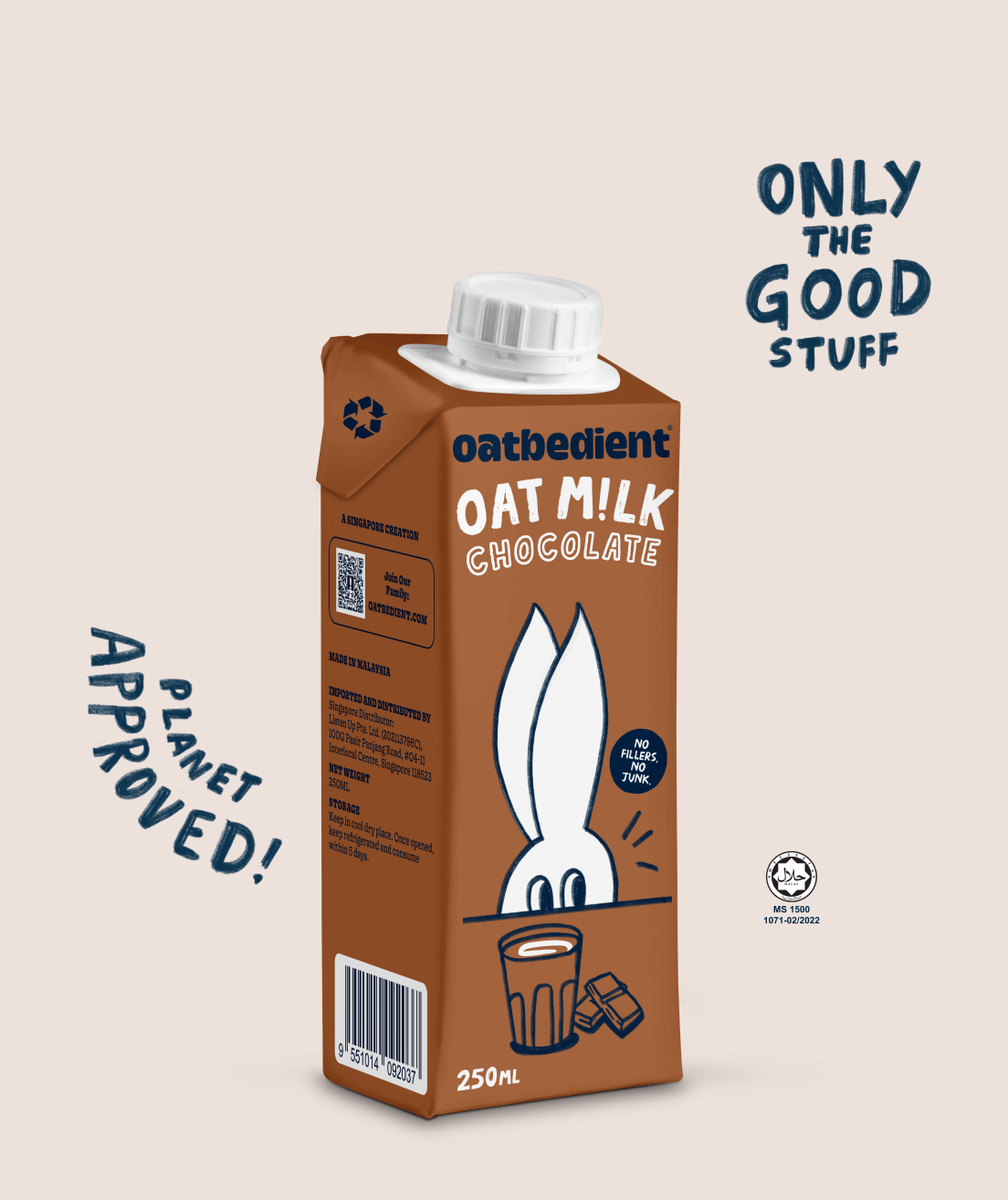 oat milk chocolate with texts only the good stuff