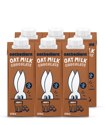 oat milk chocolate cartons in rows