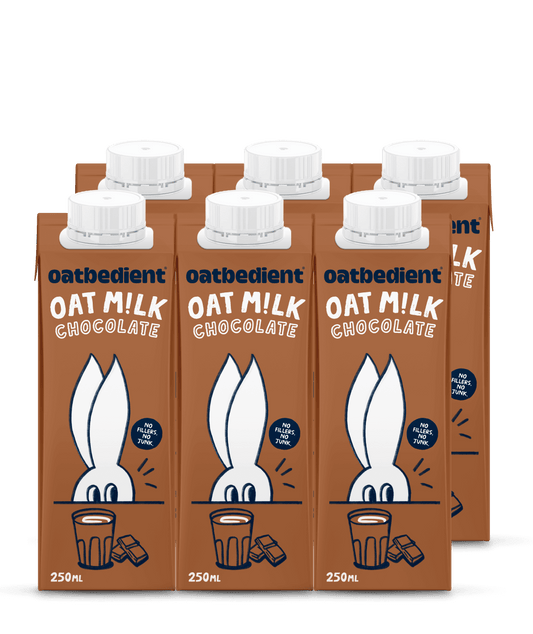 oat milk chocolate cartons in rows